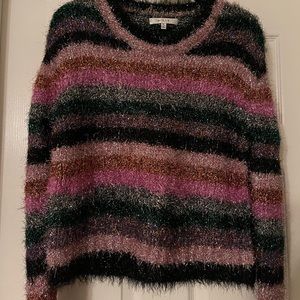 Like new -Milly metallic fringe rainbow striped sweater - Medium